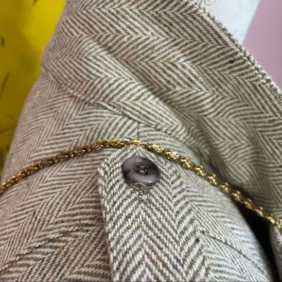 Vintage Plaisir Paris New York Spring Herringbone Wool Coat - Picture 10 of 11
